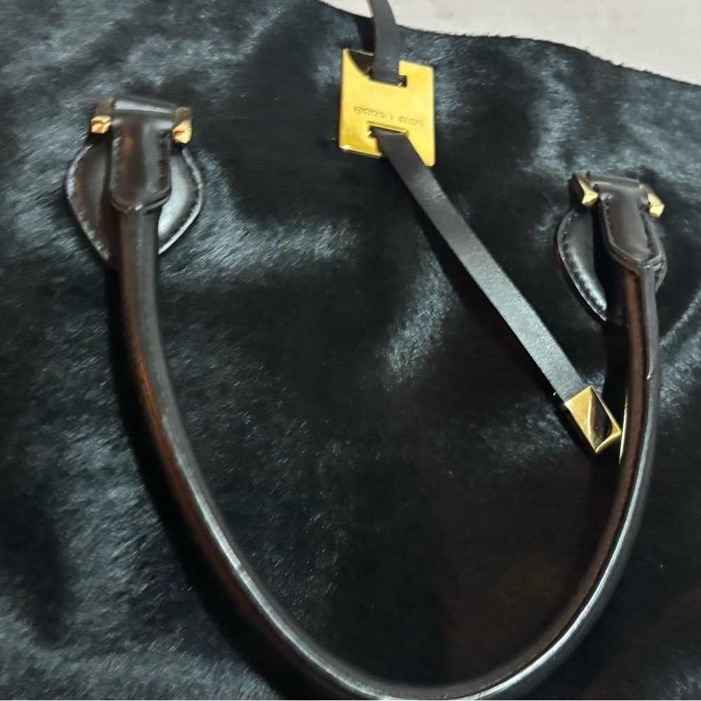 Michael kors calfskin hair/ leather Elegant Black Leather Tote Bag - Picture 10 of 12